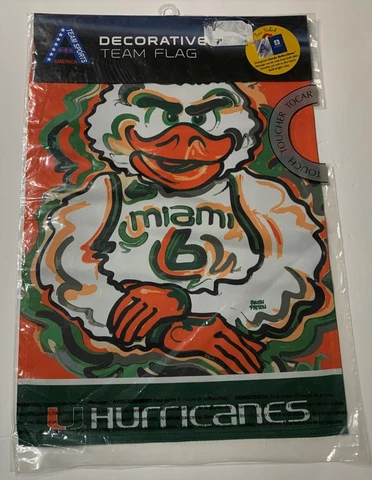 University of MIAMI GARDEN FLAG NEW Sebastian Ibis HURRICANES Two Sided PATTEN Cover