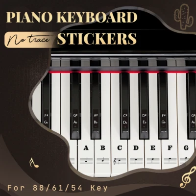 Universal Piano Learner Stickers Music Piano 54/61/88 Key Note Keyboard Decals - image 1 of 4