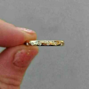 0.50Ct Round Lab Created Diamond Flush Set 14K Gold Finish Engagement Band Ring - Picture 1 of 2