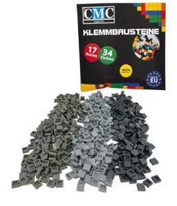 750 Klemmbausteine Fliesen 1x1 Noppen Kacheln Fliese Grau Hellgrau Dunkelgrau - Bild 1 von 1