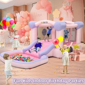 Indoor/Outdoor Spielhaus Pink Macaron Sprunghaus Kinder Hüpfhaus für Hinterhof - Bild 1 von 11