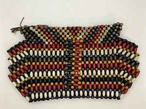 Rare Vintage 1930’s Czechoslovakia Wooden Rainbow Beaded Clutch Purse 9.5” by 5” - Picture 1 of 7