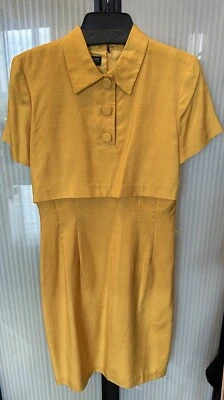 VTG Cynthia Howie Maggie Boutique Button Front Slim Career Dress Size 4 Silk - Image 1 of 4