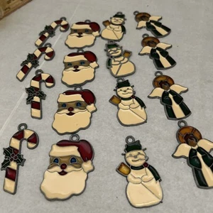 Vintage Retro Christmas Faux Stained Glass Ornaments Lot Of 16 Original Package - Picture 1 of 9