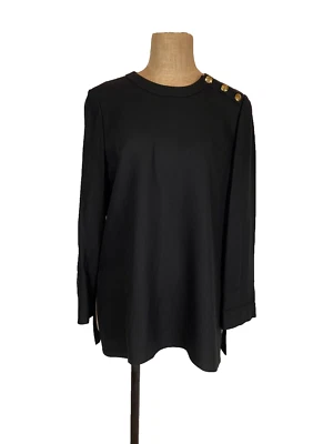 Top túnica Sonia Rykel negro manga larga botones dorados talla M/L Foto 1 de 4