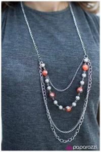 Gioielli Paparazzi ~Betwixt~ Collana e orecchini in argento e arancione - Foto 1 di 2