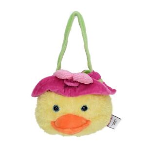Gund Duck Purse Spring Time Purse Easter Yellow Duck Pink Hat Bow Soft Plush