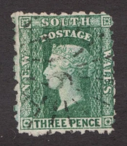 1891 New South Wales, Australia Sc# 90, Three Pence, QV, Green. Used Cv$50 - Picture 1 of 1