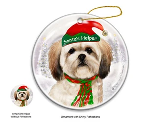 Santa's Helper Ornament - Cream Lhasa Apso 4165A - Picture 1 of 1