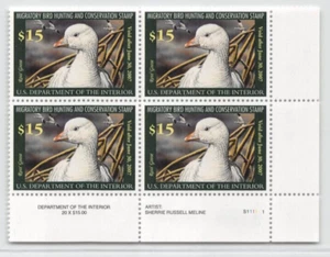 U.S Revenue Sc. #RW73 mint MNH Federal Duck stamp plate block of 4 CV $110.00 - Picture 1 of 2