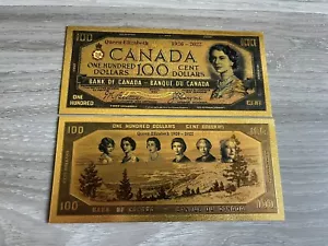 Gold Foil/Souvenir Canada $100 (Devil Face) Note - Queen Elizabeth 1926-2022 - Bild 1 von 3