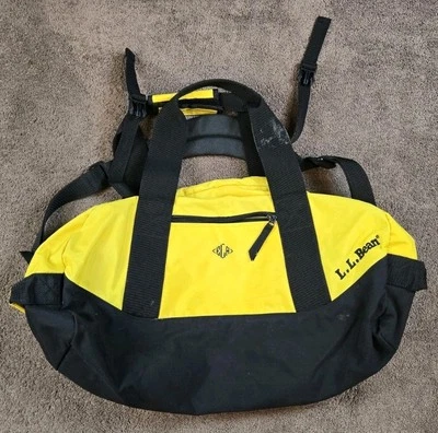 Equipaje de viaje LL Bean Duffle Bag negro amarillo usado en excelente estado Foto 1 de 4