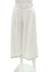 Misa Damen Leinen High Waist gefüttert weites Bein Freizeithose weiß Größe XS - Bild 1 von 6