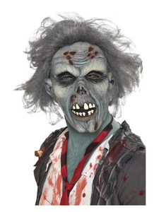 Adult Halloween Decaying Zombie Fancy Dress Mask with Hair New by Smiffys - Picture 1 of 2