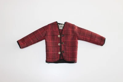 Paul Pedigree veste cardigan en jacquart rouge et noir vintage 1967 - Imagen 1 de 4