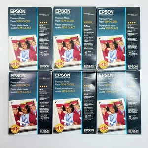 (Lot of 6) Epson Premium Photo Paper Semi Gloss 4"x6" (40 Sheets Each) 240 Total - Picture 1 of 4