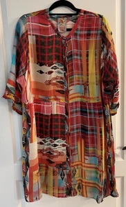 Vestido Johnny Was Brillante Y Hermoso Multicolor Botón Delantero XL Pecho 50 - Imagen 1 de 11