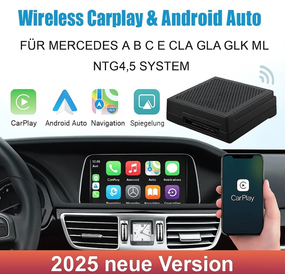 CarPlay Android Auto Bluetooth GPS für Mercedes A B C E CLA GLA ML NTG4.5 Becker - Bild 1 von 4