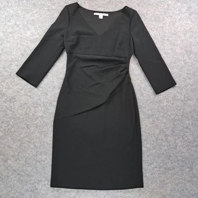 Diane Von Furstenberg Dress Womens Size 4 Black V Neck Sheath Classic LBD Event - Image 1 of 4