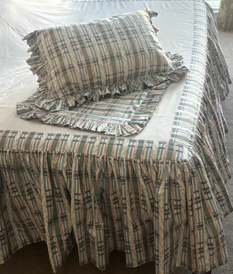 Custom King Bedskirt/2 Shams~Waverly"Carousel Plaid"~20" Drop~Lined~Cottage Core - Image 1 of 4