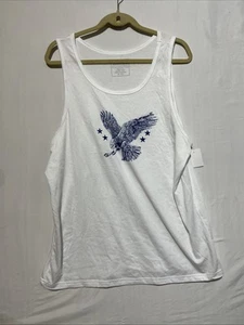 DSG Americana Tank Top Men's L White Graphic Print Cotton Scoop Neck Pullover - Picture 1 of 6