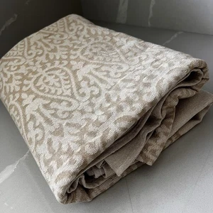 NUOVA Tovaglia o Copriletto Cotone Beige Artigianale Tessuto a Blocco Stampa Casale - Foto 1 di 12