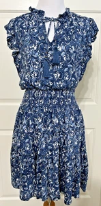 Abito nuovo con etichette Lauren Ralph Lauren taglia 4 blu bianco cappuccio manica aderente e svasato $145 - Foto 1 di 7