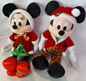 Mickey and Minnie Stuffed Plush Toy Christmas Holiday Disney 2024 15" EUC - Picture 1 of 13