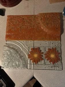 Eterno Fused Art Glass Handles Platter - Sunflowers - App. 13.5 X 13.5” - Picture 1 of 7