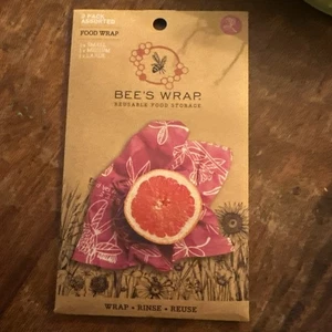 New Pink Reusable Beeswax Food Wraps  Assorted Sizes for Freshness 3 Pack - Picture 1 of 2