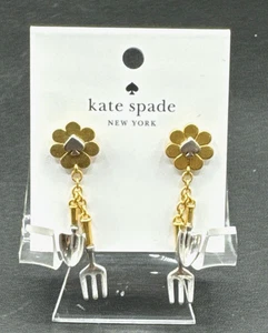 Kate Spade GARDEN GLAM TOOLS Matte Gold/Silver Plated Drop Earrings New - Picture 1 of 7