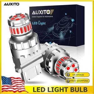 AUXITO 3157 Red LED Rear Brake Stop High Power Tail Lamp Light Bulbs - Picture 1 of 10