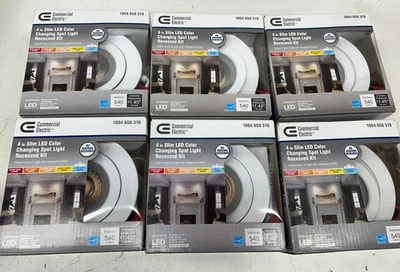 6PK Commercial Electric 4 in. Selectable Color Changing Canless Recessed LED Kit - Image 1 of 2