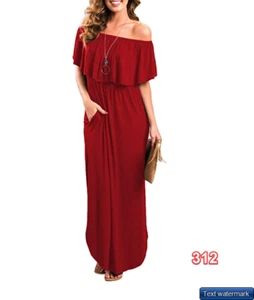 Sarin Mathews Womens Off Shoulder Ruffle Party Maxi Dress Side Split Pockets M - Picture 1 of 4
