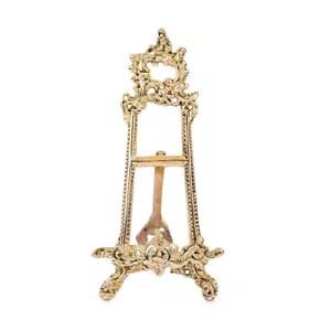 Espositore cavalletto oro ottone 7" specchio scrying cornice portafoto ornato - Foto 1 di 2