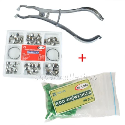 Dental Sectional Contoured Matrices Matrix Ring Delta + Add-On Wedges+Plier