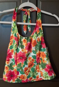 Cravatta Tankini Halter vintage anni 90 Lands End taglia 10 fiori di ibisco nuoto - Foto 1 di 11