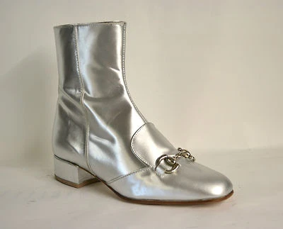 STIVALETTI DONNA VERA PELLE ARGENTO PERSONALIZZABILE SU MISURA MADE ITALY - Immagine 1 di 4