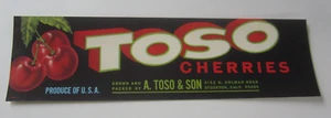 1960's - TOSO Cherries - LABEL - A. Toso & Son - STOCKTON CA. - Picture 1 of 1