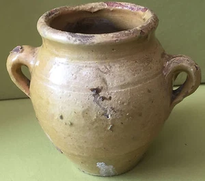 POTERIE POT A OREILLES à graisse dit POT CHARENTAIS  HAUT 11cm TERRE VERNISSEE - Picture 1 of 6