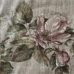 Beacon Hill Fabric Rose Canine Italy Beige Large Wild Rose Linen 4 yards - Picture 1 of 14