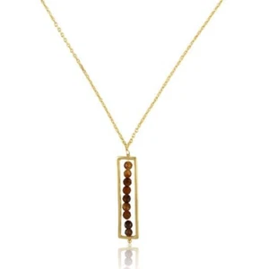 Frame Design Pendent With Drilled Gemstone Beaded Tiger Eye Necklace For Sister - Picture 1 of 3