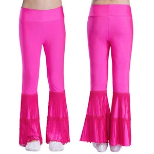 Kids Girls Sweatpants Samba Pants Cowgirl Trousers Party Bell-Bottom Modern - Picture 1 of 62
