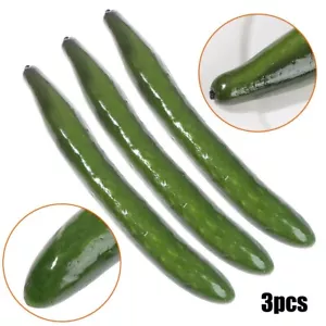 3 Pcs Lifelike Simulation Cucumber Fake Vegetable Props Home Kitchen Decorations - Picture 1 of 8