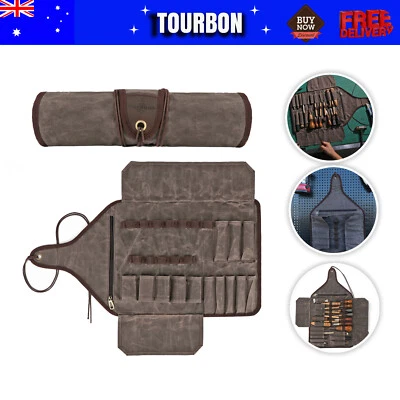 Tourbon Tool Spanner Carve Knives Roll Storage Woodwork Pouch Chisel Pockets Bag - Image 1 of 4