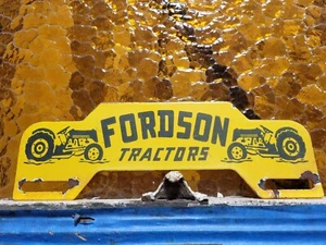 VINTAGE FORDSON PORCELAIN SIGN GAS TRACTOR TAG TOPPER FARM MACHINE DEALER GARAGE - Picture 1 of 20