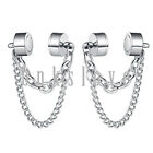 Mens Women Stainless Steel Magnetic Cross Chain Clip On Non-piercing Earrings