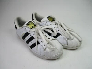 ADIDAS Superstar Leather White Black Stripes Sneakers Mens PGD 789006 - Sz 5 - Picture 1 of 10