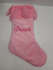 Christmast Stocking Princess Pink embroidery Velvet Velour