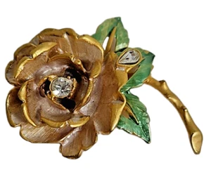 Graziano 1997 England's Rose  Pin Princess Diana Tribute Enamel Gold Brooch - Picture 1 of 4